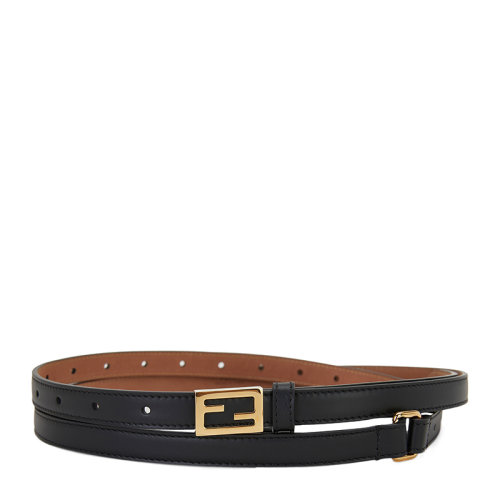 FENDI/芬迪女士純色小牛皮經(jīng)典雙F金屬字母徽標(biāo)薄型雙裹法式板扣皮帶腰帶 8C0637-AAIW 多色可選