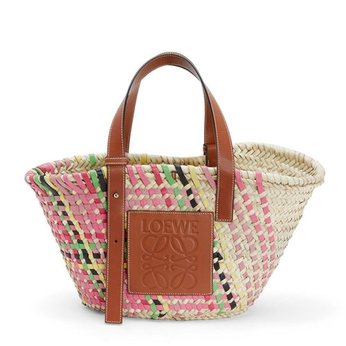 LOEWE/羅意威 女士拉菲草和皮革籃子包 329-09-V50-8869