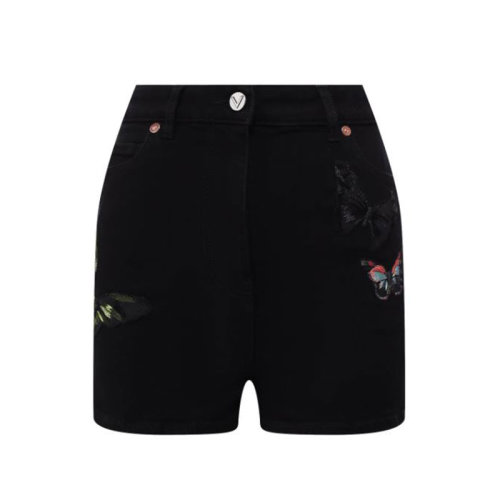 Valentino/華倫天奴  女褲 時(shí)尚百搭 女士黑色棉質(zhì)短褲 SB3DD08Z45M 0NO HKY012345C