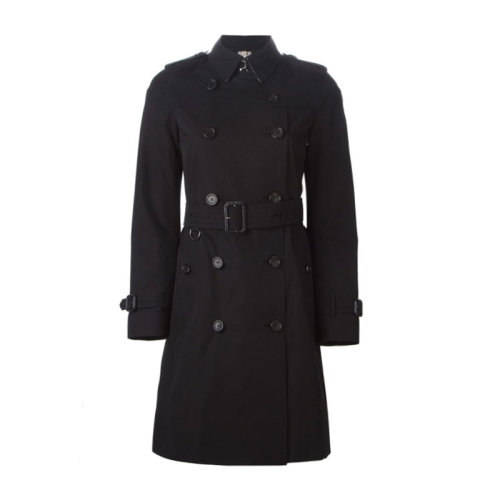 Burberry/博柏利  女裝 服裝 肯辛頓系列 女士黑色棉質(zhì)長(zhǎng)款風(fēng)衣 女士大衣