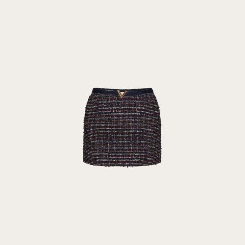  VALENTINO華倫天奴 22年秋冬 女士 半身裙 MINIJUPE EN COTTON COLOR TWEED 1B3RA8U57AHET6