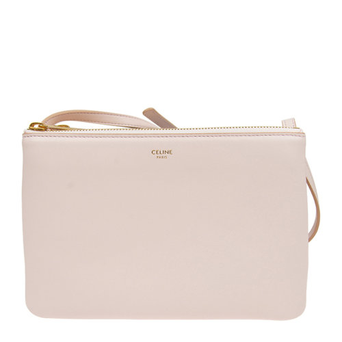 CELINE/賽琳 女士牛皮革羊皮logo燙金拉鏈單肩包 斜挎包