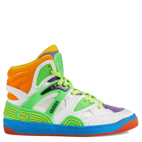 GUCCI/古馳 女士彩色混合面料網(wǎng)格和GG橡膠細(xì)節(jié)高幫運動鞋6613102SH809062