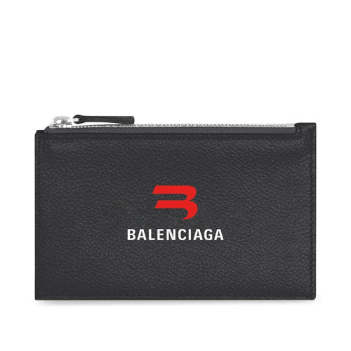 Balenciaga/巴黎世家 22新款 男女同款黑色粒面小牛皮飾徽標(biāo)印花長款卡包零錢包640535210FF1069