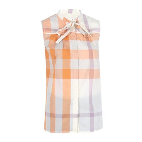 BURBERRY/博柏利女裝 服飾 時尚休閑 棉質格紋無袖上衣 女士短袖T恤 396861
