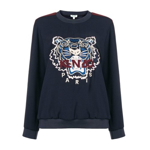 Kenzo 高田賢三 女裝 服飾 藍(lán)色混紡Tiger虎頭刺繡時尚休閑長袖 女衛(wèi)衣