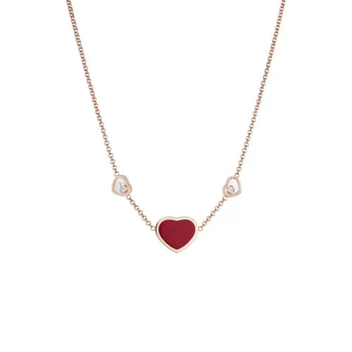 Chopard/蕭邦 女士經(jīng)典款Happy Hearts系列 快樂愛心18K金玫瑰金鑲紅玉髓和鉆石項(xiàng)鏈 81A082-5801