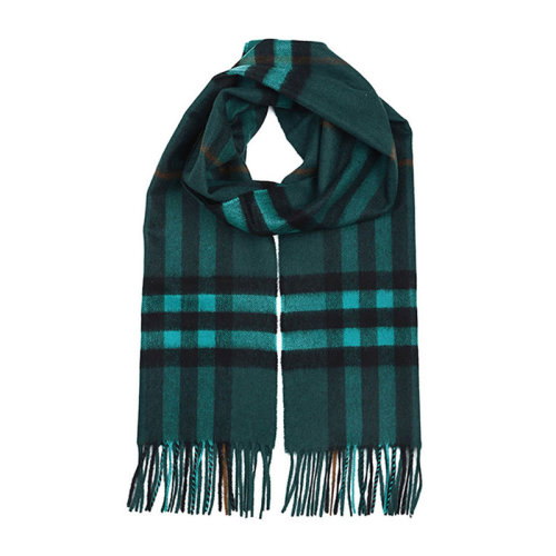 BURBERRY/博柏利 男士綠色羊絨時(shí)尚條紋流蘇裝飾保暖圍巾圍脖 3978255