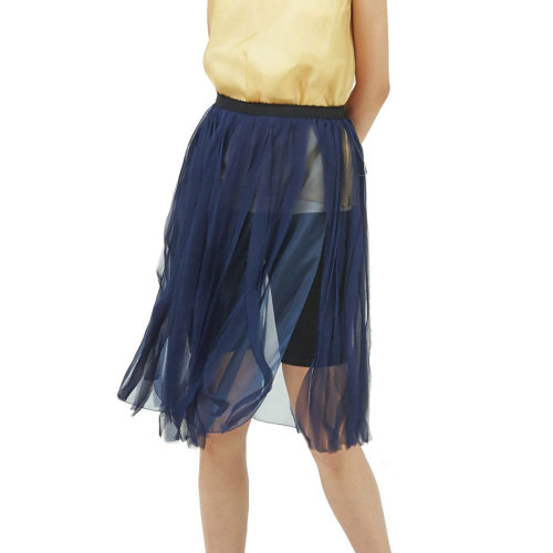 nisiss/怡夕19秋冬柯根紗拼接飄帶半裙女士半身裙y165xs01