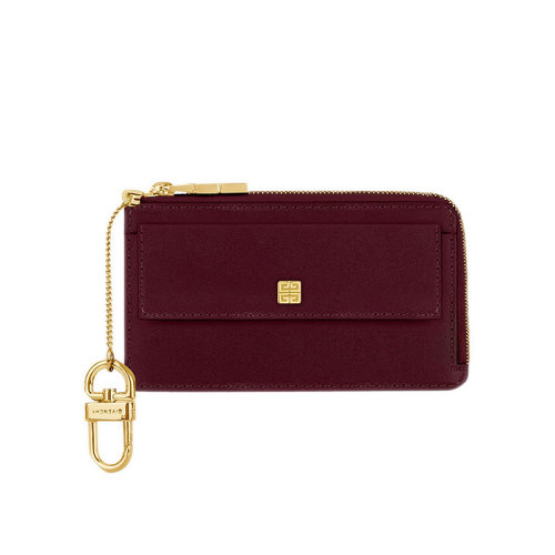 Givenchy/紀(jì)梵希 22新款 女士牛血紅牛皮革g形鏈環(huán)金色飾面金屬細(xì)節(jié)卡包BB60JBB15T-642