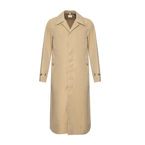 純棉卡其色翻領長款大衣 BURBERRY/博柏利 巴寶莉 男裝 男士外套 風衣 男士大衣瑕疵特賣（陳列痕跡，不影響使用）