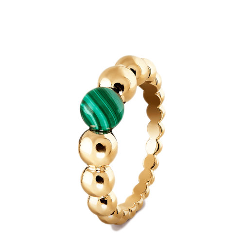 Van Cleef & Arpels/梵克雅寶 經(jīng)典Perlée couleurs variation系列 18K金白金圓形孔雀石戒指指環(huán)VCARO5M200