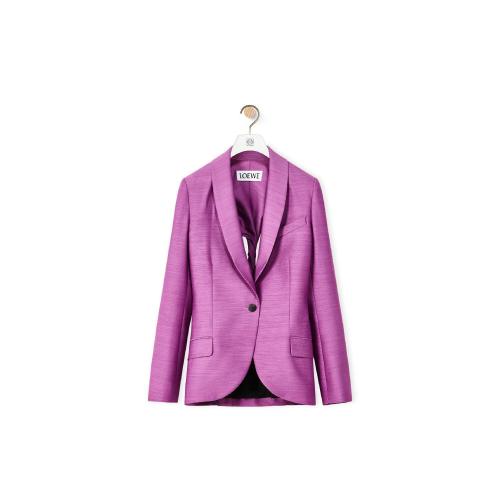  LOEWE羅意威 22年秋冬 女士 夾克 Twisted tailored jacket in wool and silk S540Y03X39-7490