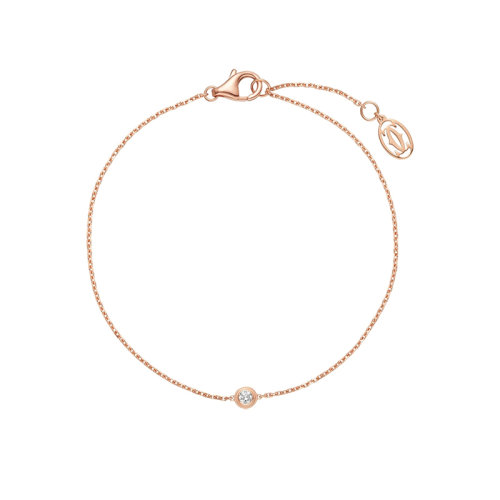 CARTIER/卡地亞 Diamants Légers系列 簡約優(yōu)雅小號18k金玫瑰金鑲鉆手鏈 B6040300