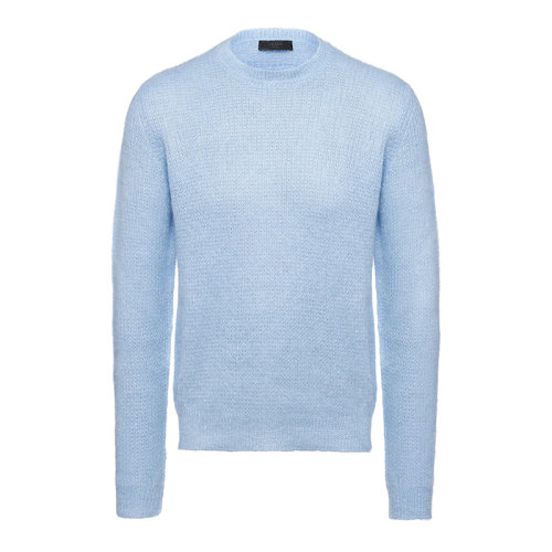 PRADA/普拉達(dá) 男士淺藍(lán)色馬海毛圓領(lǐng)毛衣UMB243_1ZA4_F0012_S_212