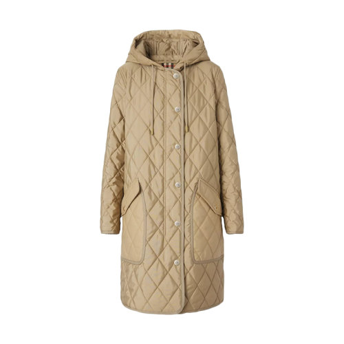 BURBERRY/博柏利 22年早春新款 女士典藏米色菱形絎縫溫控尼龍連帽外套80487111