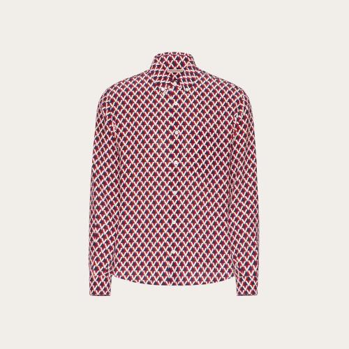  VALENTINO華倫天奴 22年秋冬 男士 長袖襯衫 CHEMISE EN SOIE A_VEC IMPRIMé VEEHIVE 1V3ABK0