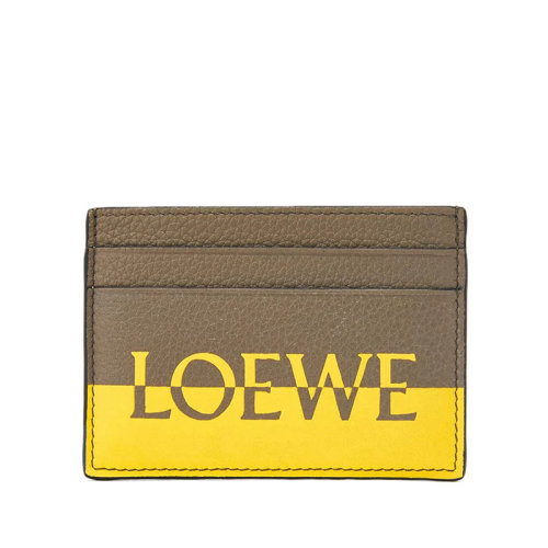 LOEWE/羅意威 22新款Signature系列 男士月桂綠色檸檬黃色粒面/光滑小牛皮卡包卡片夾C314322X01-1817
