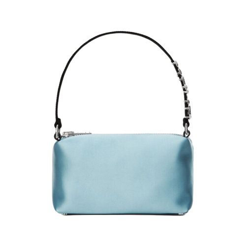ALEXANDER WANG/亞歷山大·王 heiress女士藍(lán)色緞面點(diǎn)綴水晶徽標(biāo)字母中號(hào)單肩手提包 20121P81T456