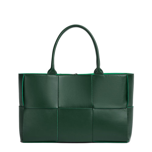 Bottega Veneta/葆蝶家 ARCO系列 雨樹綠色小羊皮 Intreccio編織手提托特包609175VMAY33038