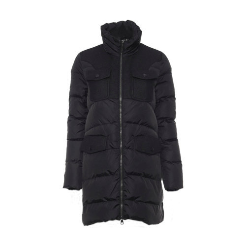Moncler/蒙克萊  冬季黑色拼接 時(shí)尚中長(zhǎng)款 女士保暖羽絨服