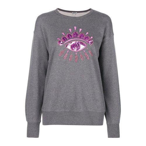 KENZO/高田賢三 凱卓女裝 小眼睛圖案裝飾 女士灰色棉質(zhì)圓領(lǐng)時(shí)尚百搭秋冬女衛(wèi)衣 F862SW7434XK.97