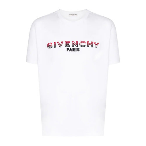 Givenchy/紀梵希 男士純色棉質(zhì)漸變字母LOGO圓領(lǐng)短袖T恤 BM70UY3002-001