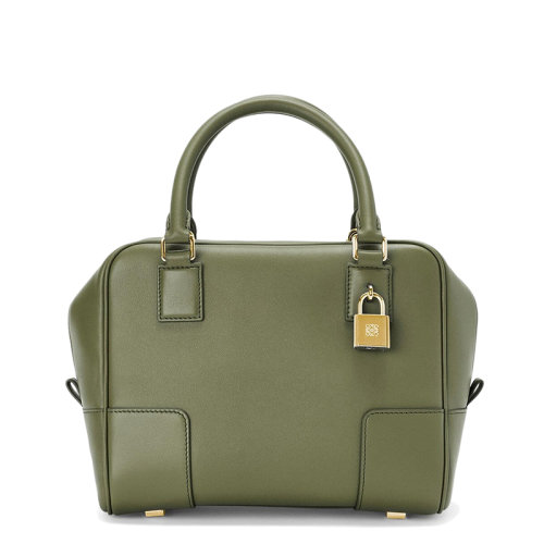 LOEWE/羅意威  Amazona 19系列 女士鱷梨綠色小牛皮方形金屬掛鎖手提單肩包0010623700