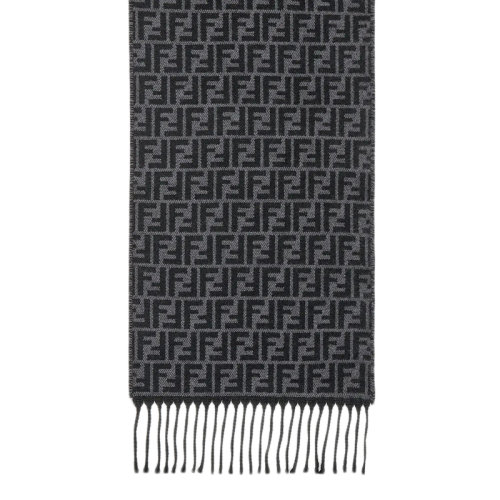 FENDI/芬迪 經(jīng)典款 男士黑色灰色FF圖案羊毛圍巾FXS366A4Z4F0RP3