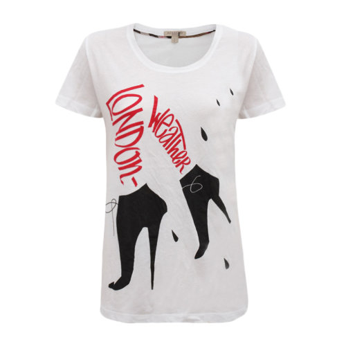 BURBERRY/博柏利20春夏 女裝 服飾 潮流時尚 棉質高跟鞋印花半袖 女士短袖T恤 3965845