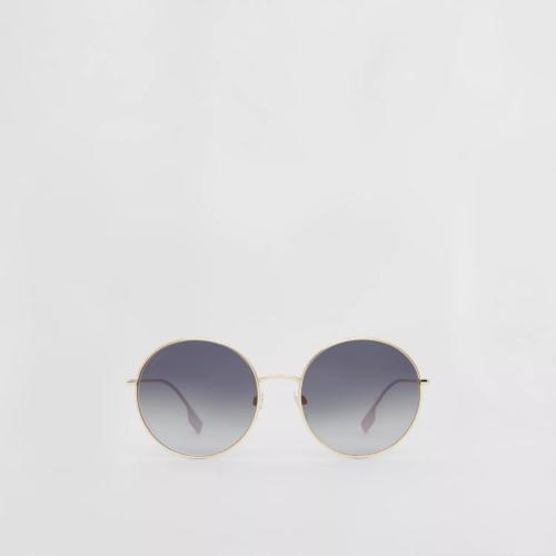  BURBERRY 22年秋冬 女士 標(biāo)志性條紋裝飾圓弧框太陽眼鏡 40822731