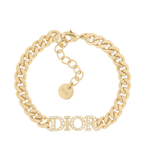 DIOR/迪奧 DIO(R)EVOLUTION系列 女士金色飾面金屬鏈環(huán)仿水晶點(diǎn)綴“DIOR”標(biāo)志手鏈B1506DVOCY_D301