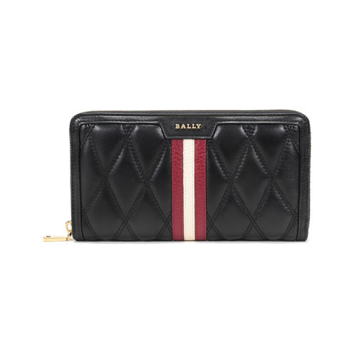 BALLY/巴利 女士皮質(zhì)長(zhǎng)款拉鏈錢(qián)包錢(qián)夾條紋 DALEN QT
