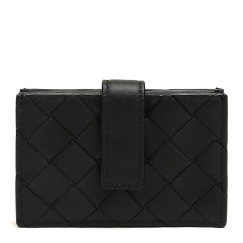 Bottega Veneta/葆蝶家  男士黑色編織牛皮零錢包卡包錢包男包 592674-VCPQ3-8984