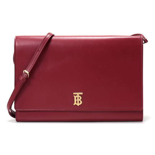 BURBERRY/博柏利 女款皮質(zhì)專屬標(biāo)識圖案手拿包單肩斜挎包 80114681