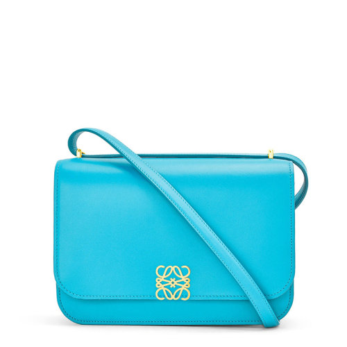 LOEWE/羅意威 20  Goya系列 女士青色真絲小牛皮金屬徽標磁扣單肩斜挎包0010594281