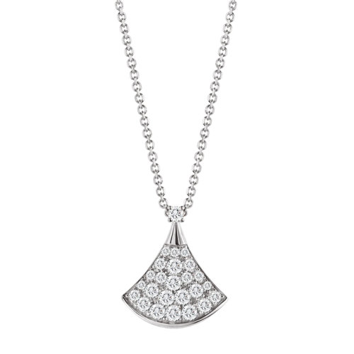 BVLGARI/寶格麗 經(jīng)典DIVAS’ DREAM系列 18K金白金鑲嵌鉆石扇形吊墜項(xiàng)鏈351099