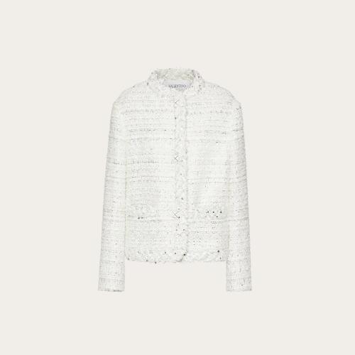  VALENTINO華倫天奴 22年秋冬 女士 夾克 VESTE EN TWEED ARGENTé XB3CE27H6U1857