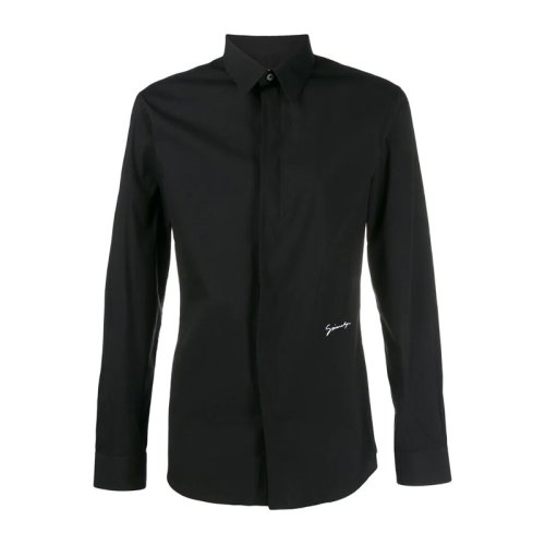 Givenchy/紀(jì)梵希 男士黑色棉質(zhì)長袖襯衫 BM60GX100M-001