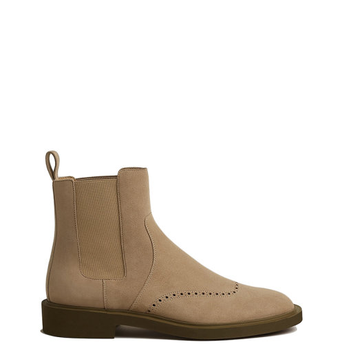 HERMES/愛馬仕 22年秋冬新款 Ebony系列 男士砂米黃色山羊絨面踝靴短靴H221710ZH1J400