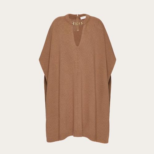  VALENTINO華倫天奴 22年秋冬 女士 斗篷 CAPE VLOGO CHAIN EN CACHEMIRE 1B3KS01V7F5954