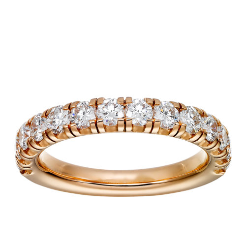 CARTIER/卡地亞 ALLIANCE ETINCELLE系列 18K金玫瑰金鑲嵌14顆明亮式切割鉆石 結(jié)婚求婚訂婚戒指B4216600