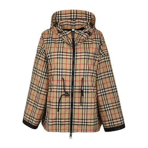 BURBERRY/博柏利經(jīng)典格紋連帽寬松薄款女士夾克外套8032210