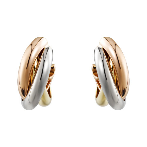 CARTIER/卡地亞 TRINITY系列 18K金白金玫瑰金黃金三環(huán)三色耳環(huán) 80083231