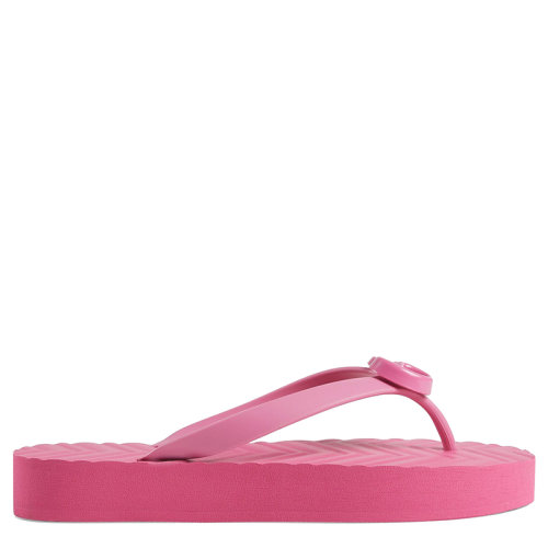 GUCCI/古馳 女士粉色人字紋橡膠雙G涼拖655463J87105609