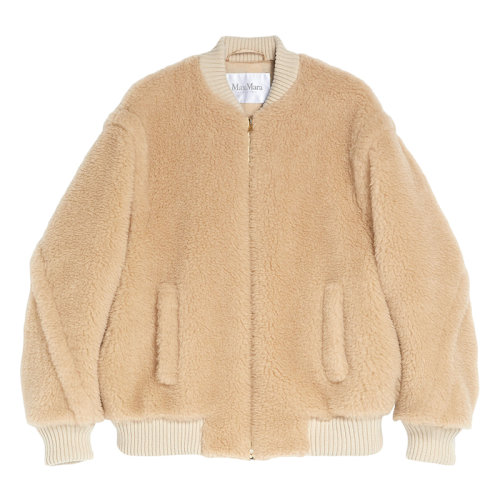 MaxMara/麥絲瑪拉 22年早春新款 ARCELLA系列 女士米色泰迪熊駝毛混紡飛行員夾克1081032106009
