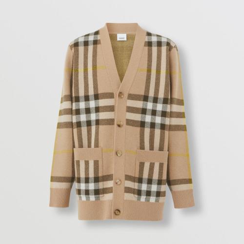  BURBERRY 22年秋冬 男士 格紋羊毛混紡提花開衫 80540981