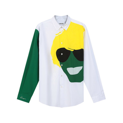 KENZO/高田賢三【22春夏新款】男士KENZO TRIBUTE系列棉質(zhì)寬松款長袖休閑襯衫頭像圖案 5CH426 5DE
