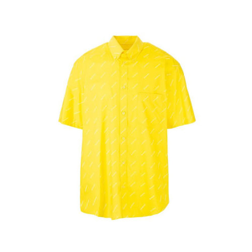 Balenciaga/巴黎世家 男士黃色棉質(zhì)短袖襯衫 534332 TBL96 7560