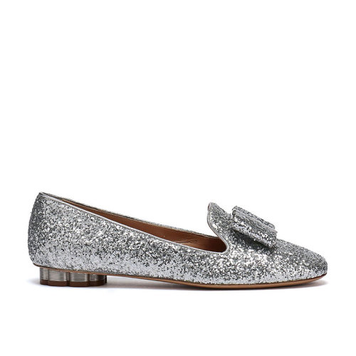 Salvatore Ferragamo/菲拉格慕 女士亮片布低跟船鞋 0695197